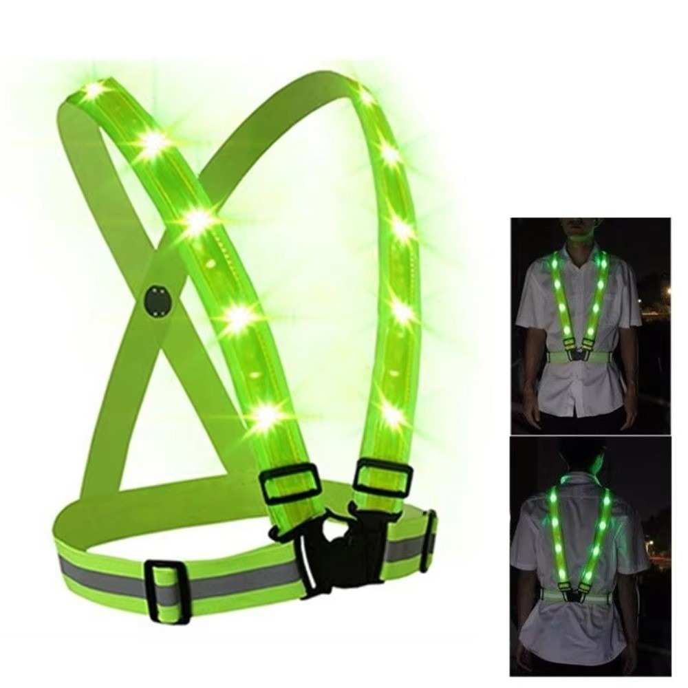 Reflective Vest Cycling - New Polyester LED Safety Vest Green