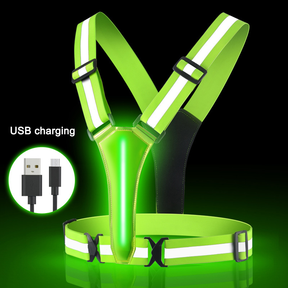 LED Running Vest USB Rechargea - Reflective Vest Cycling ulasan dan harga