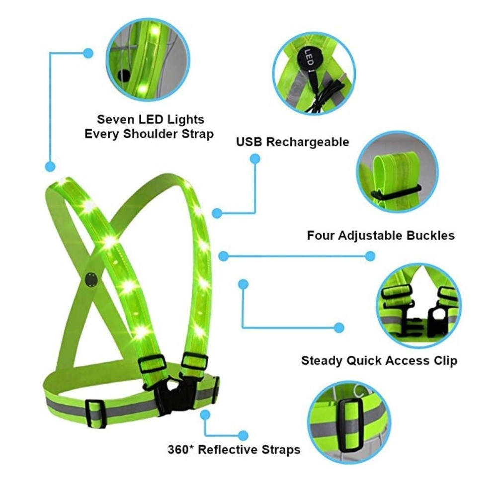 New Polyester LED Safety Vest  - Reflective Vest Cycling ulasan dan harga